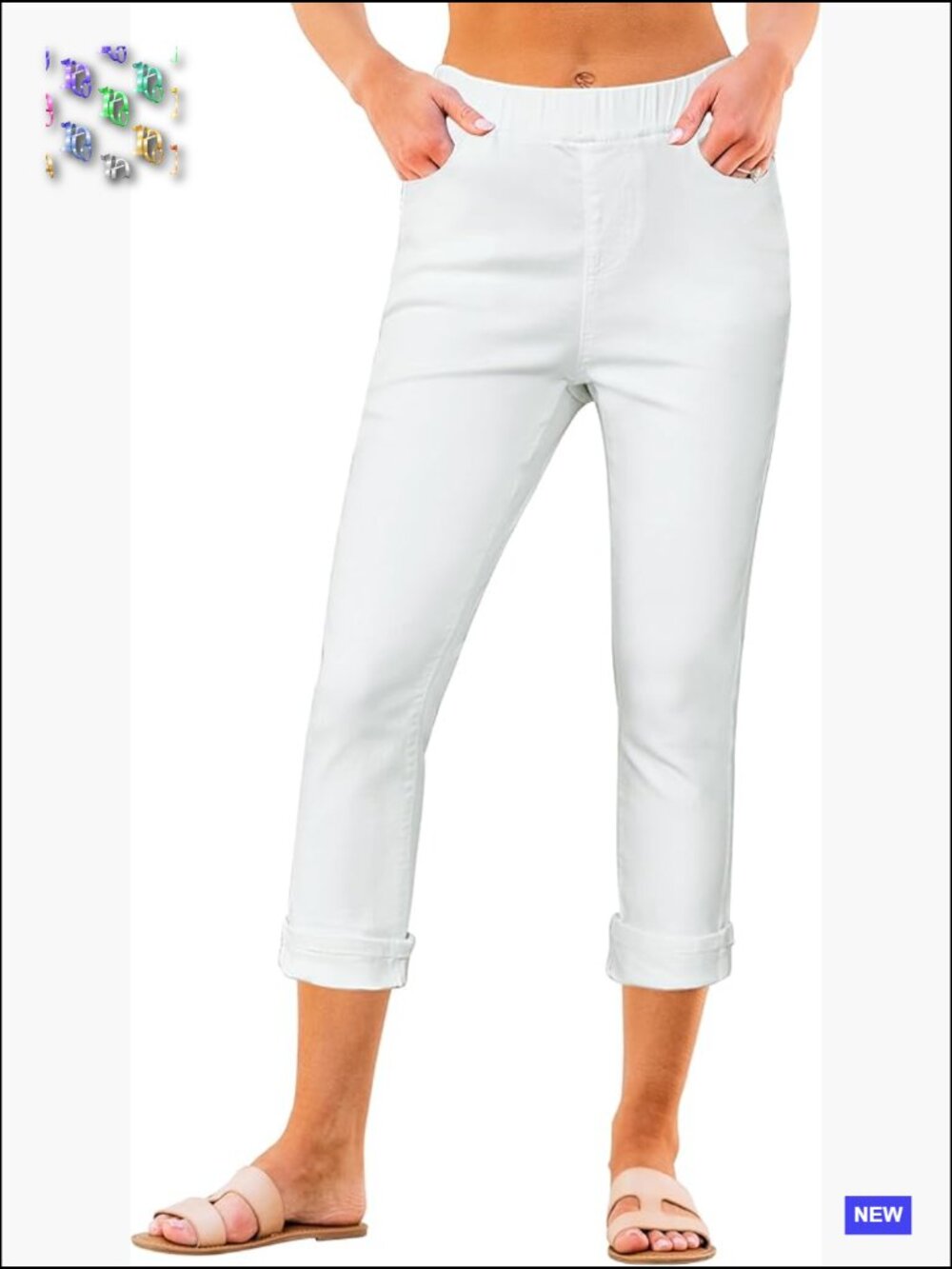 High Waisted Skinny Capri Pull On Stretch Denim Jeans Trendy Crop Jeggings